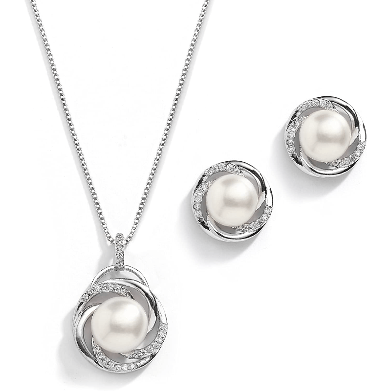 Polished Pearl Swirl Jewelry Set