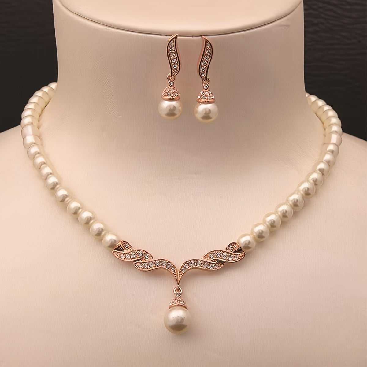 Luxe Pearl Leaf Jewelry Set