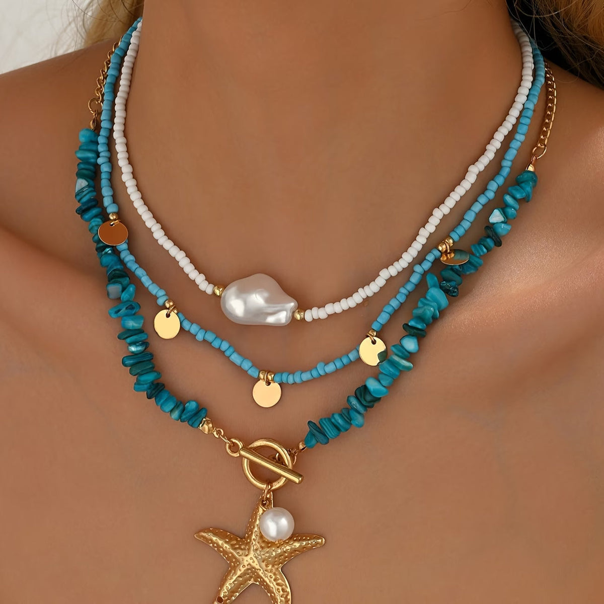 Premium Pearl and Turquoise Coastal Necklace