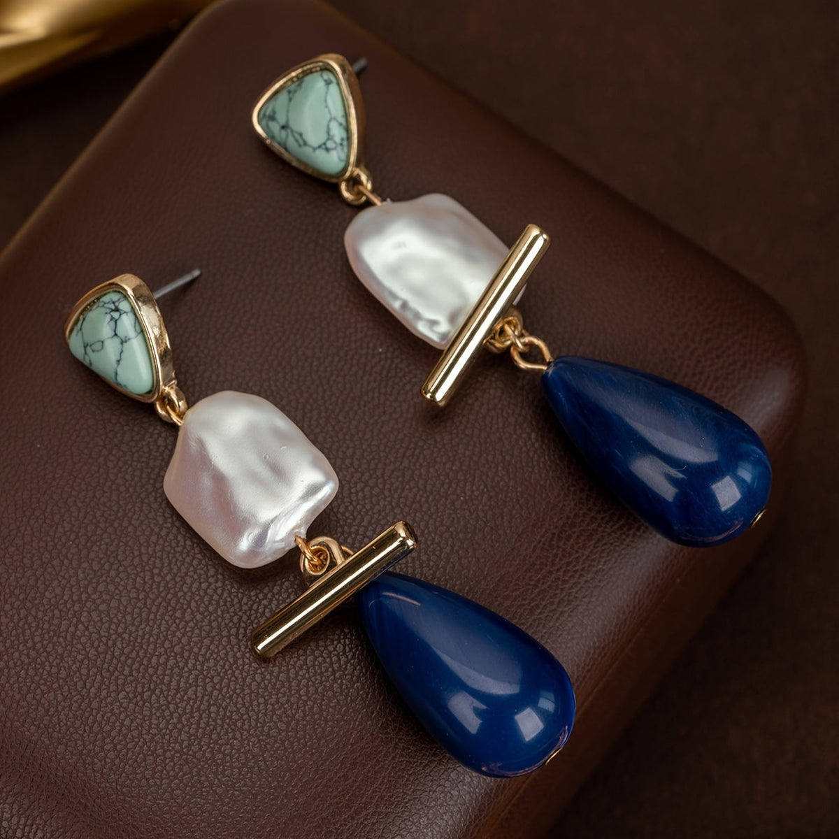 Luxe Turquoise Pearl Drop Earrings
