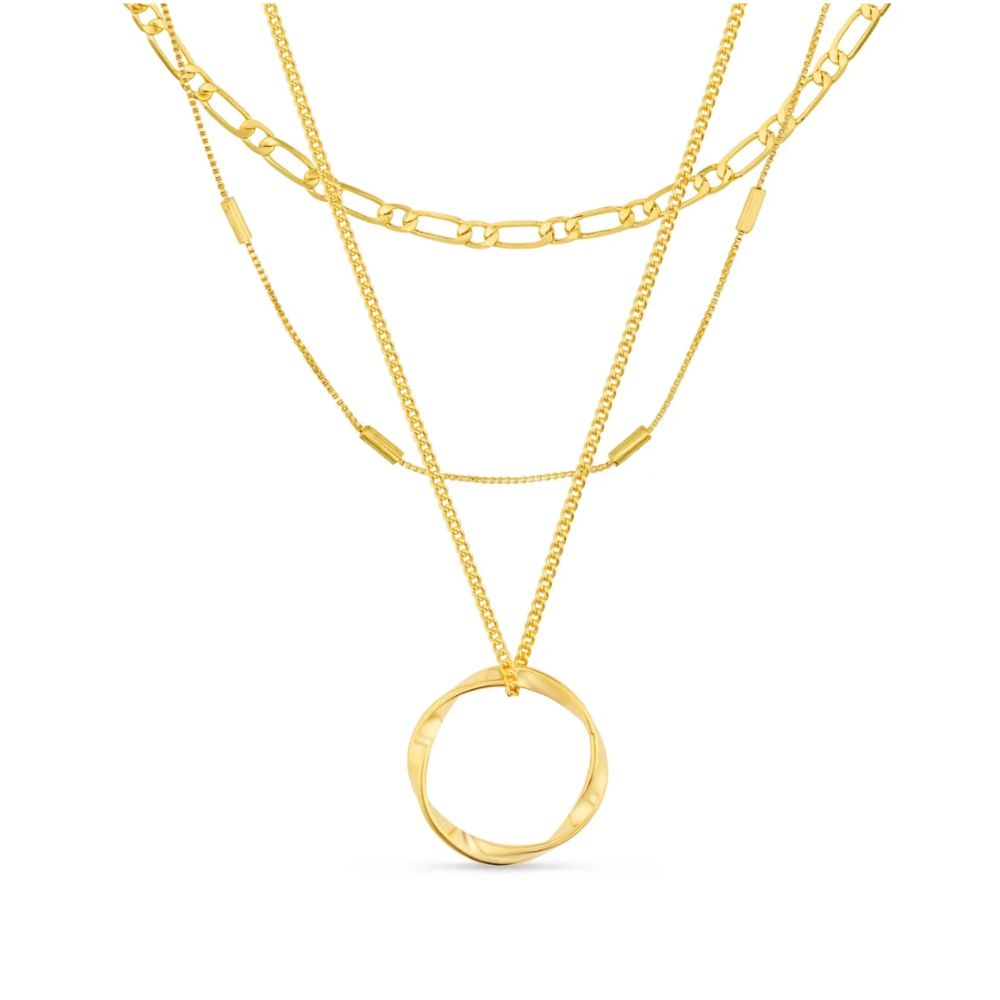 Classic Three-Row Gold-Tone Necklace